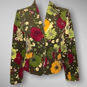 Floral Velvet Velour Blazer